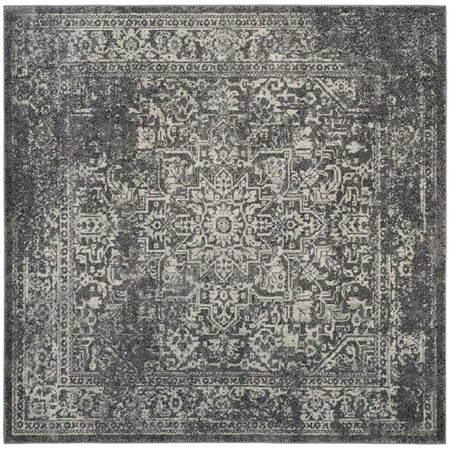 Safavieh 9 x 9 ft. Traditional Evoke Power Loom Area RugGrey & Ivory EVK256D-9SQ